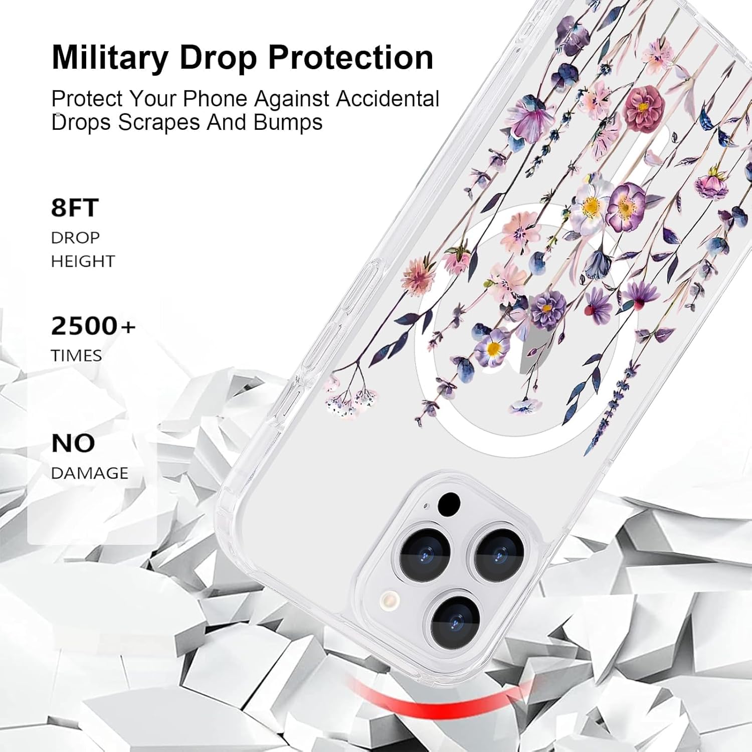 for iPhone 13 Pro Case [Compatible with Magsafe], Cute Flower Girls Women Clear Case Silicone Shockproof Protective Cover with Pretty Floral Pattern for iPhone 13 Pro,Muticolor - Image 3