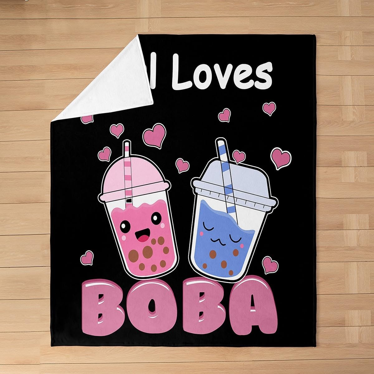 Feelyou Girl Loves Boba Flannel Fleece Throw Blanket Kids,Cute Cartoon Galaxy Fuzzy Blanket for Bed Sofa Couch,All Season Bed Blanket Breathable Plush Blanket Room Decor Twin 60"x80"
