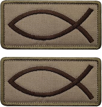 AliPlus 2PCS Jesus Fish Ichthys Patches Morale Patch Hook and Loop