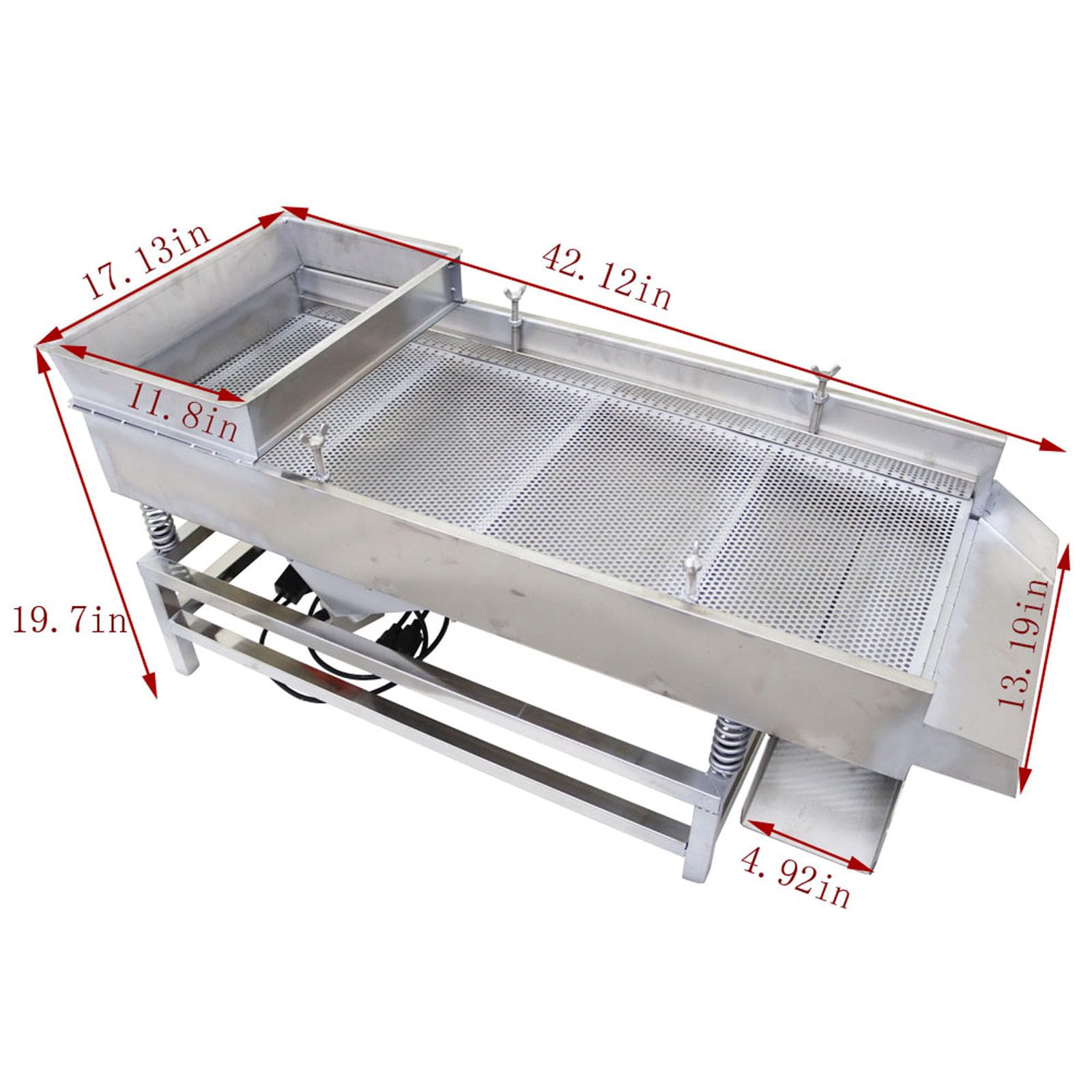 WYDDDARY Straight Vibrating Sieve Electric Linear Sifter Machine JG40-95 Stainless Steel Linear Vibrating Screen Single Layer Double Motors 5mm Round Hole Mesh 110V