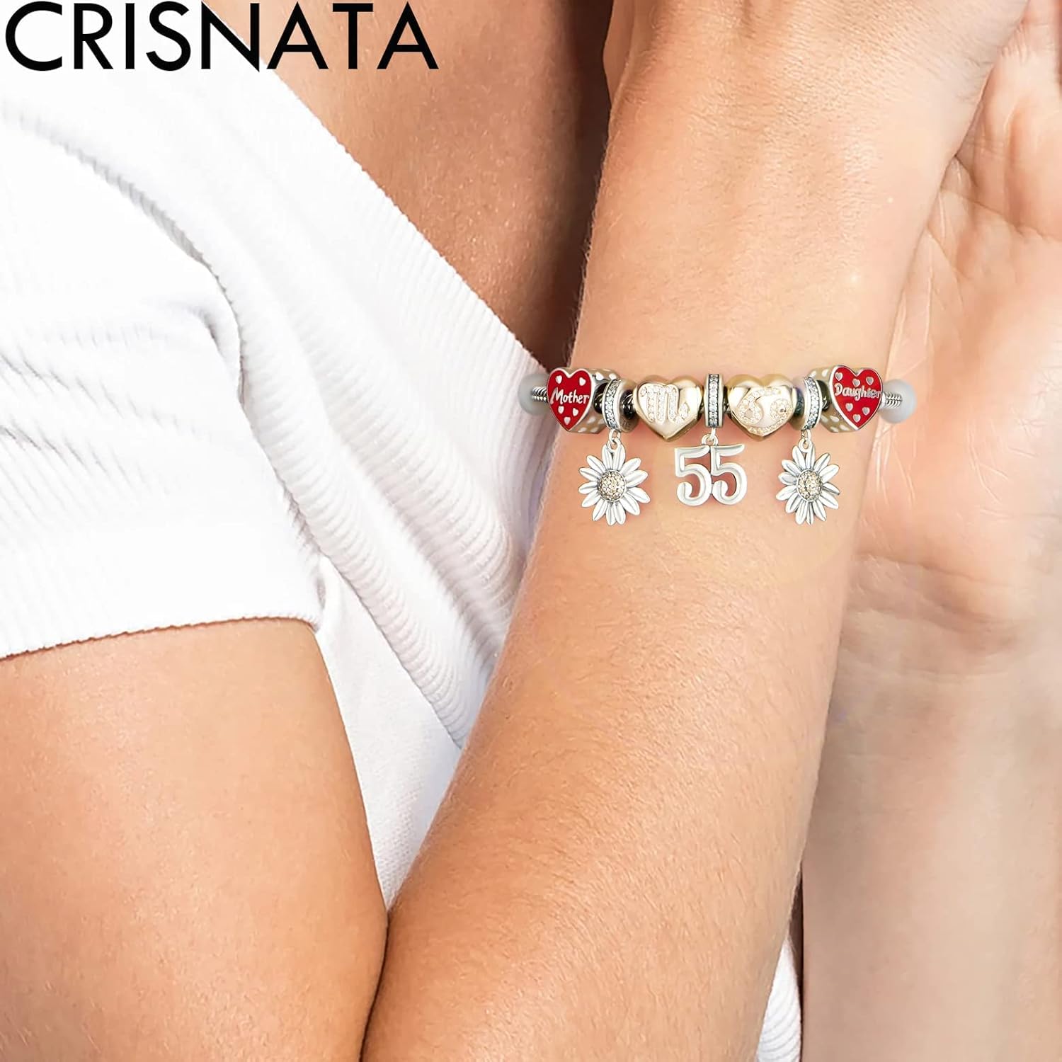 Daisy Flower Pendant Charms, Vintage 925 Sterling Silver Dangle Sunflower Beads with Clear CZ, fits Pandora Women Necklace Bracelet, Gifts for Grandma/Mother/Valentines Day - Image 5