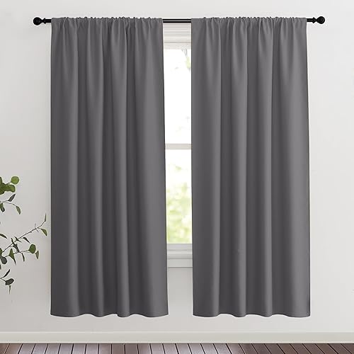 Miniatura 61 de KGORGE - Cortinas opacas grises para dormitorio 2 paneles, 42 x 63 pulgadas con ojales, cortinas de oscurecimiento de habitación con aislamiento