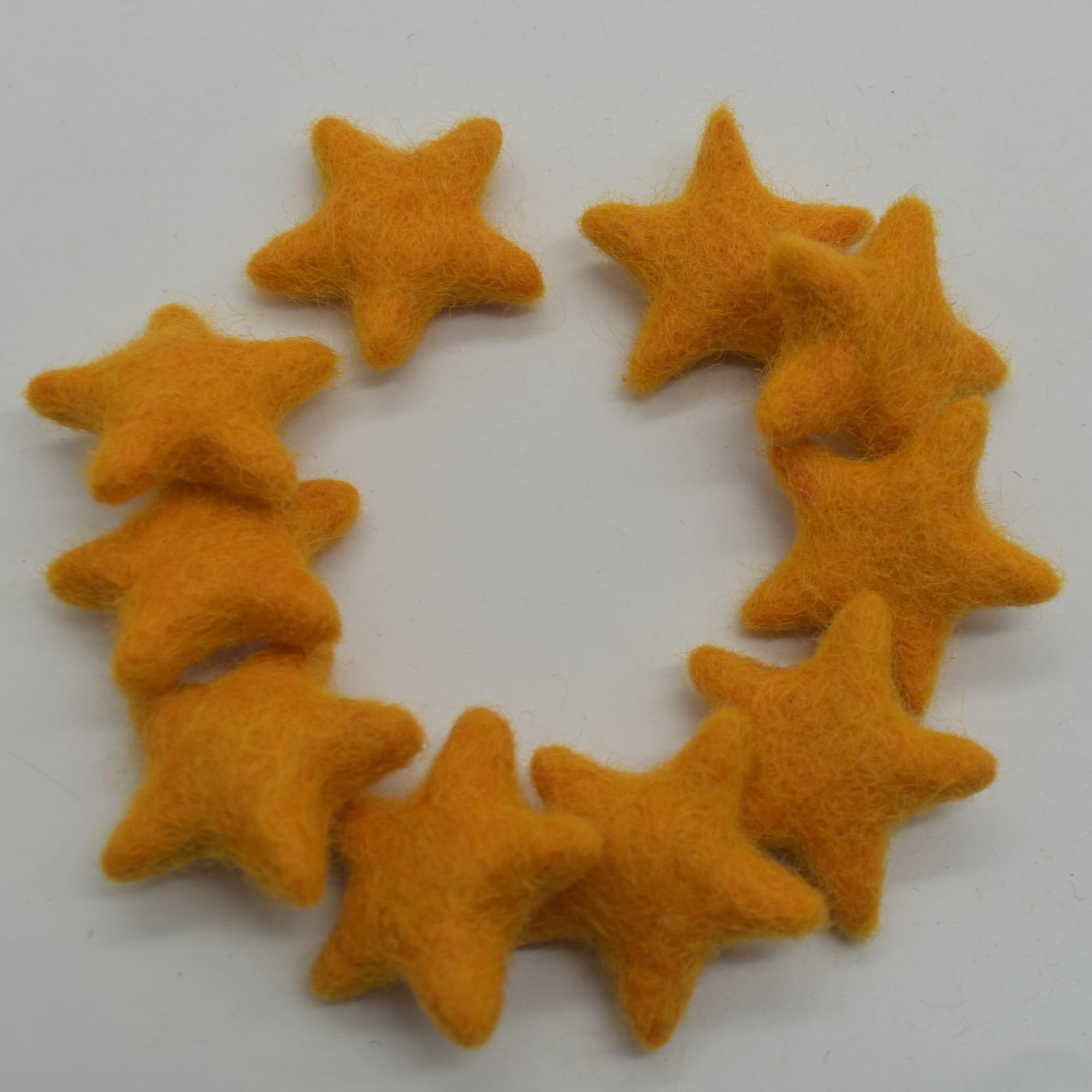 Oriental Direct Orange 100% Wool Felt Stars - 3Cm - 10 Felt Stars