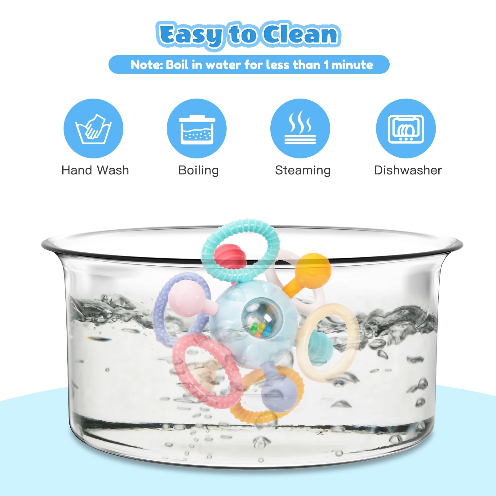Juguetes de dentición para bebés de 0 a 6 a 12 meses, mordedor de silicona de grado alimenticio sin BPA, juguetes sensoriales para masticar, regalos para bebés recién nacidos, niños y niñas de 6