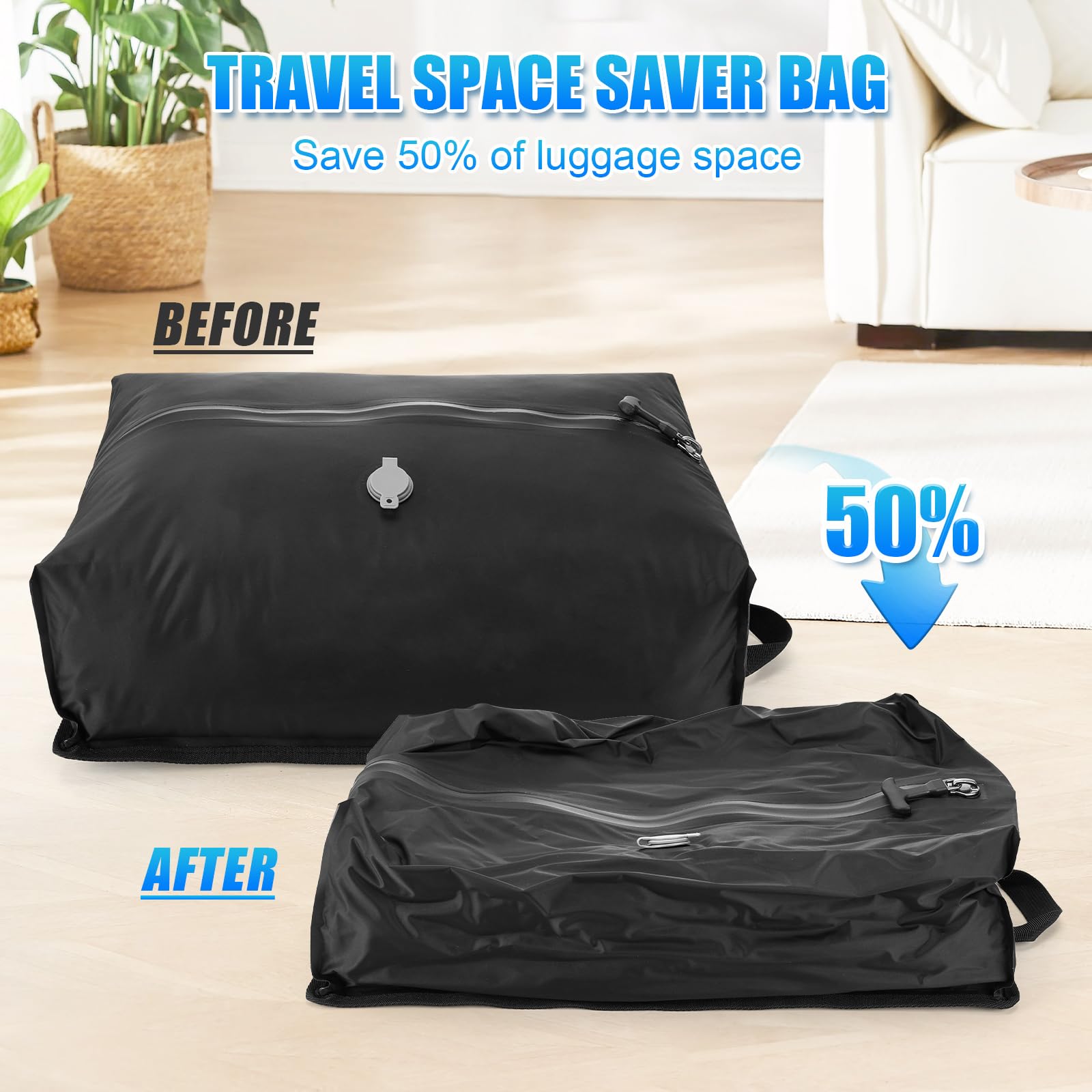 Bolsas de vacío de viaje con bomba eléctrica, bolsas de TPU 210D de alta calidad, resistentes al desgarro, bolsas de ahorro de espacio, IPX8, cubos de embalaje de compresión impermeables para llevar