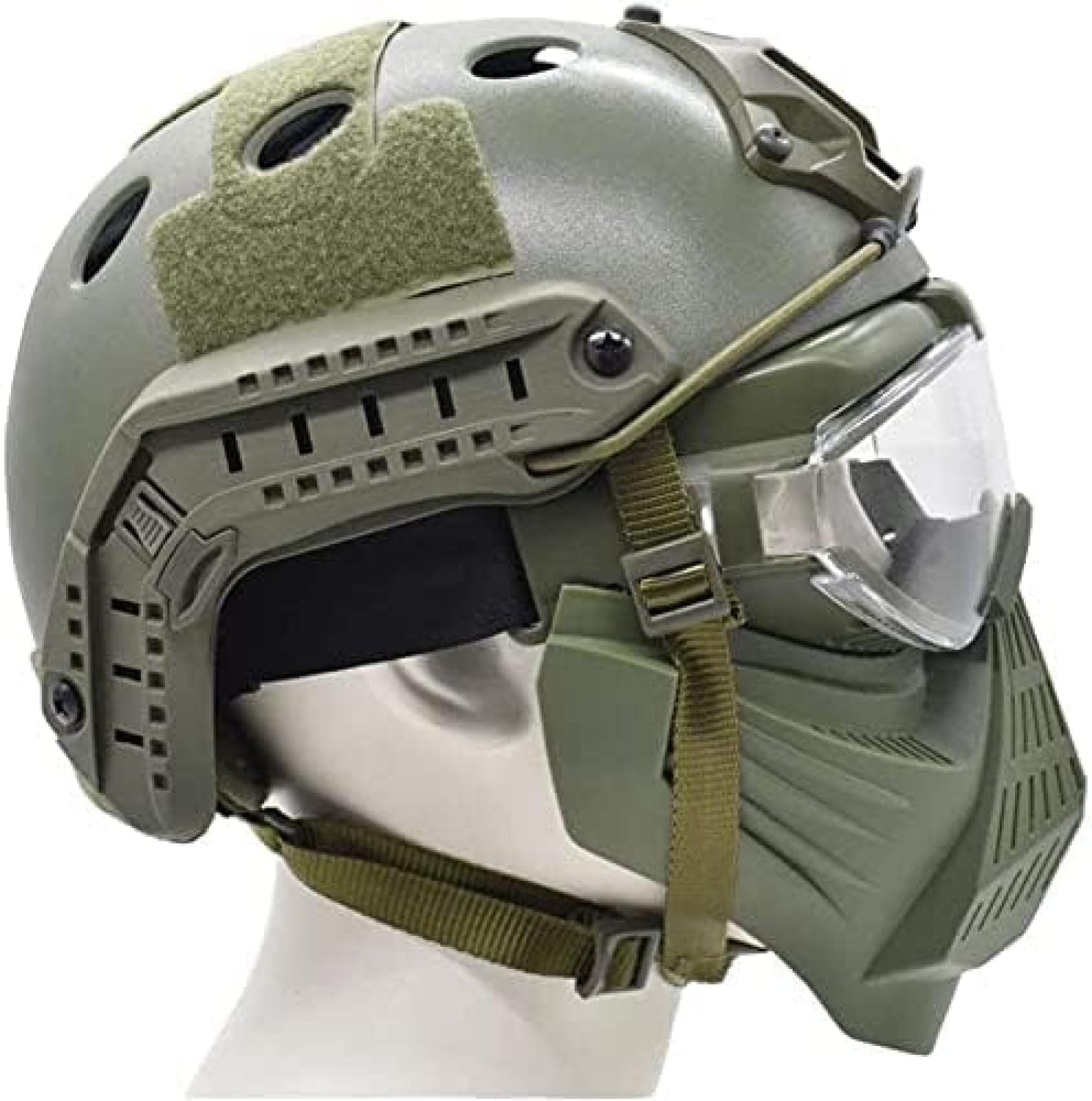Casco Protettivo tattico Integrale da Softair con Maschera per Occhiali e Lenti, da Applicare al Gioco di Sopravvivenza CS Paintball di Ruolo, from, 24 * 25 CM