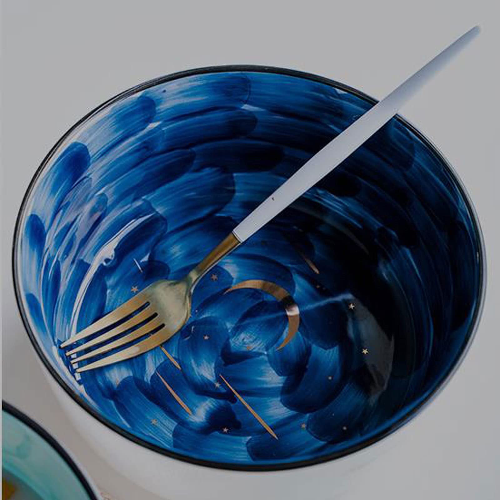 Tazones de Ensalada Ensalada de cerámica de gran capacidad Tazón de 2 piezas Conjunto de 2 piezas 45 oz Multifuncional Cuenco de cocina Tazón de fideos Cuenco Sopa Apilable Redondo Fino Porcelana Gran