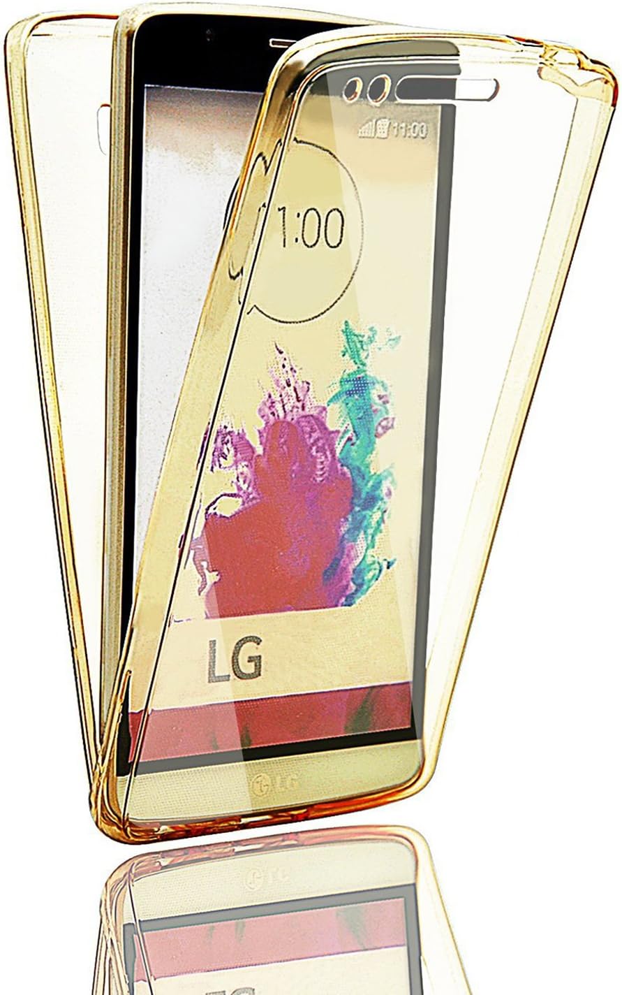 LG G4 Stylus Case (Front + Back Cover Gel Series), Houshine Shockproof TPU 360 degree Full Body Protective Clear Crystal Rubber Soft Case Cover for LG G4 Stylus, Gold