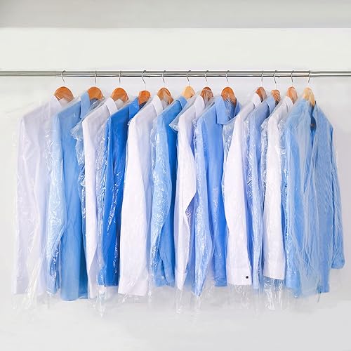 10 fundas de plástico transparente para ropa, bolsas de limpieza en seco, bolsa de plástico transparente para ropa, se puede colgar cubierta