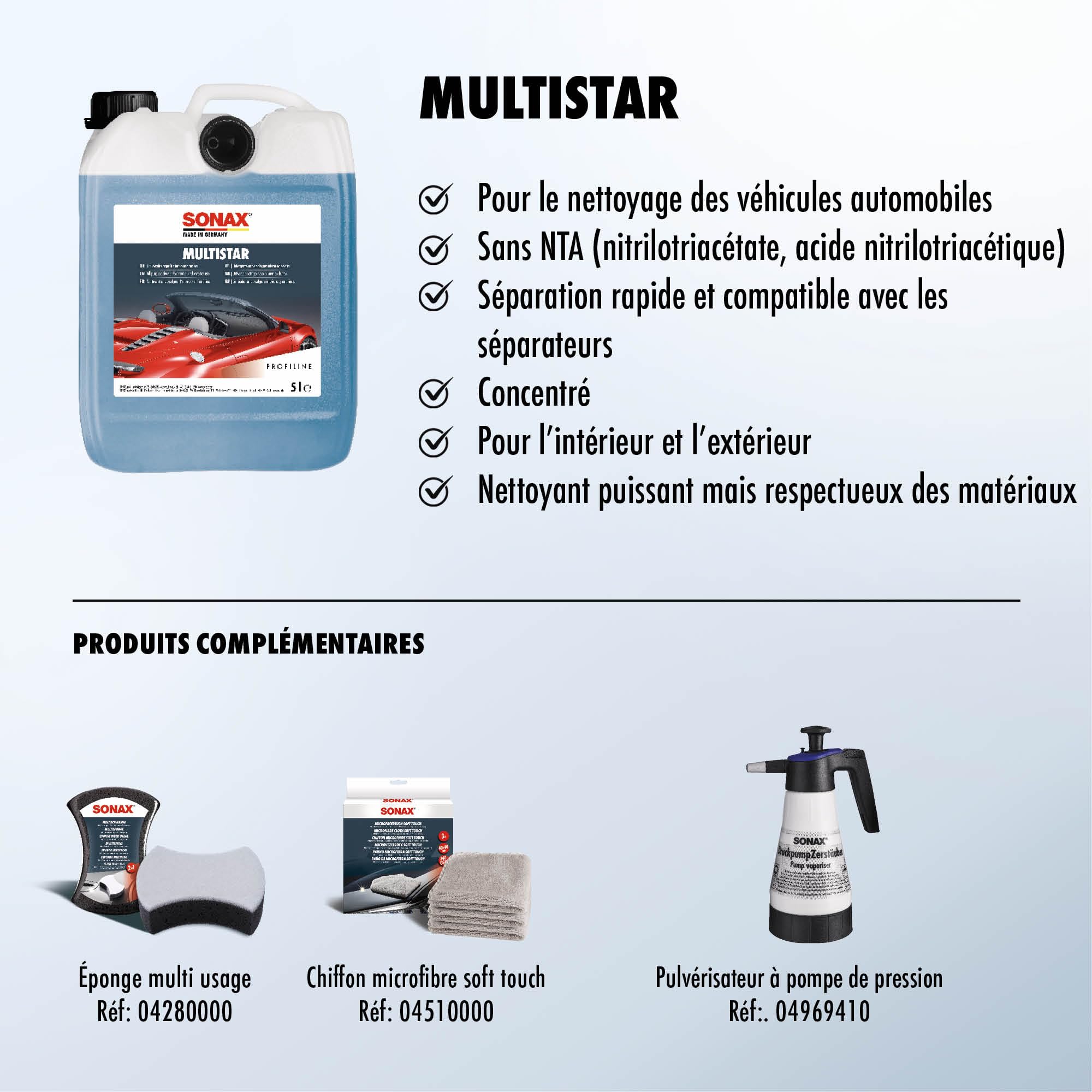 SONAX PROFILINE Multistar (5 litres) pré-nettoyage puissant intérieur et extérieur des véhicules | Réf: 06275050