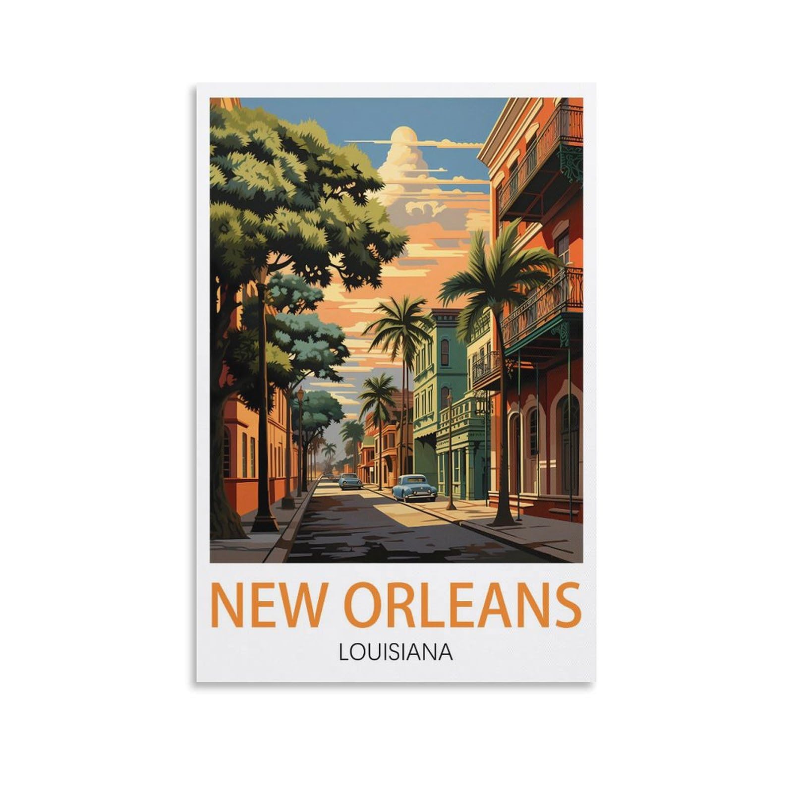 New Orleans Louisiana Vintage Travel Posters 12x18inch(30x45cm) Canvas Print for Living Room, Bedroom, Dorm, Home, Office Wall Decoration