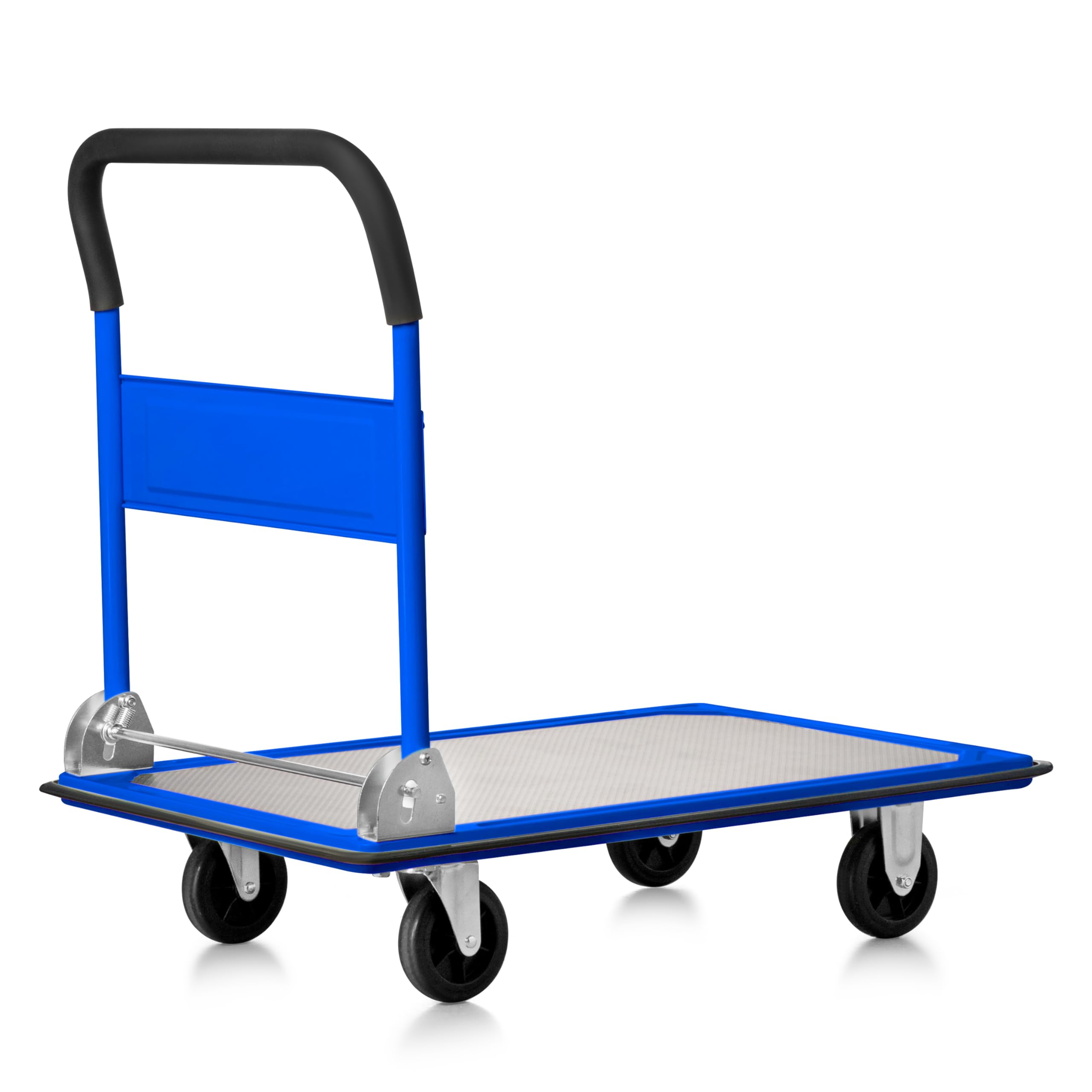 Pallit Carro de transporte plegable carretilla traspaleta manual en color azul, capacidad de carga de 300 kg, plegable, con revestimiento antideslizante, ayuda de transporte