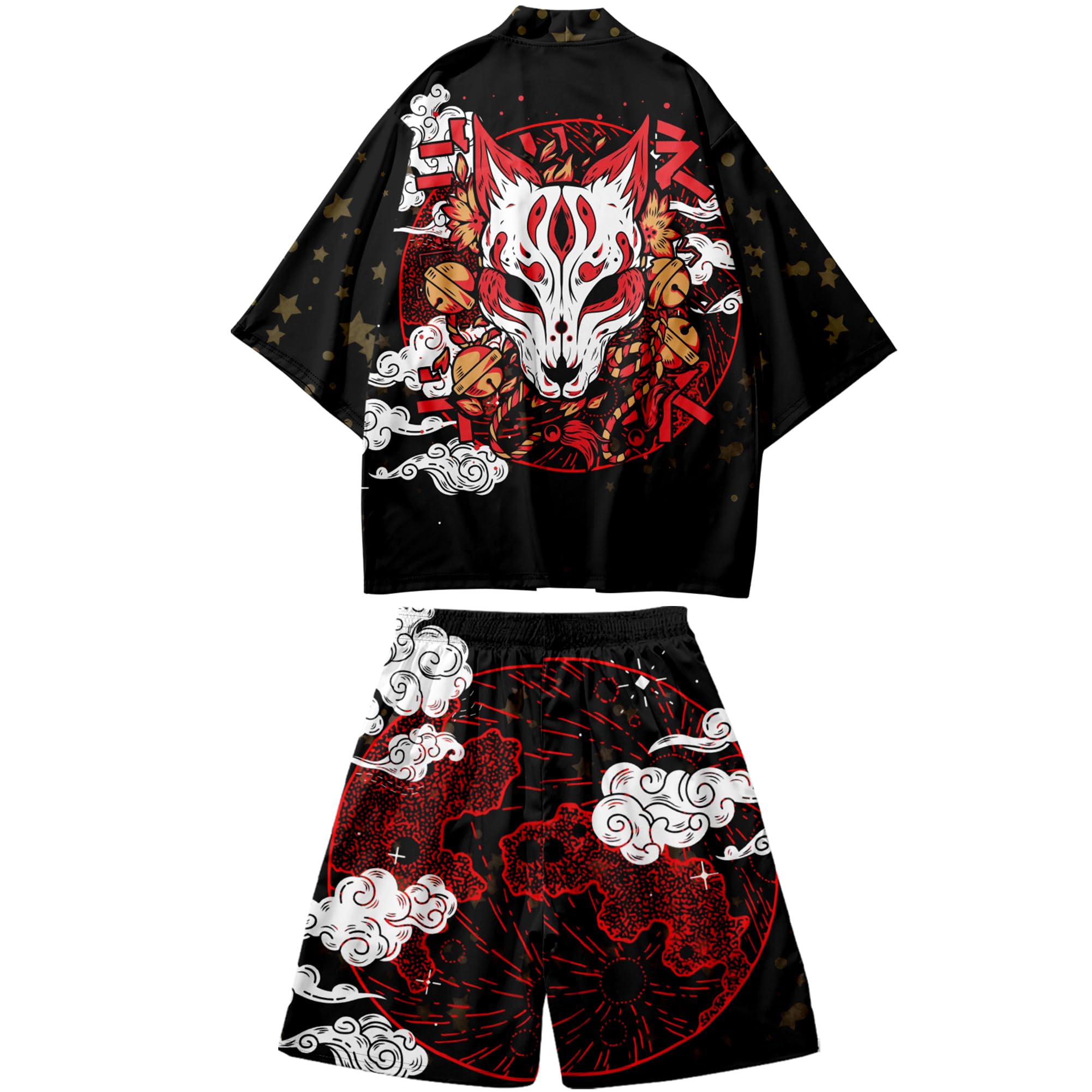 Men's Japanese Kimono Set 2 Piece Shorts Sets Summer Beach Vacation Outfits