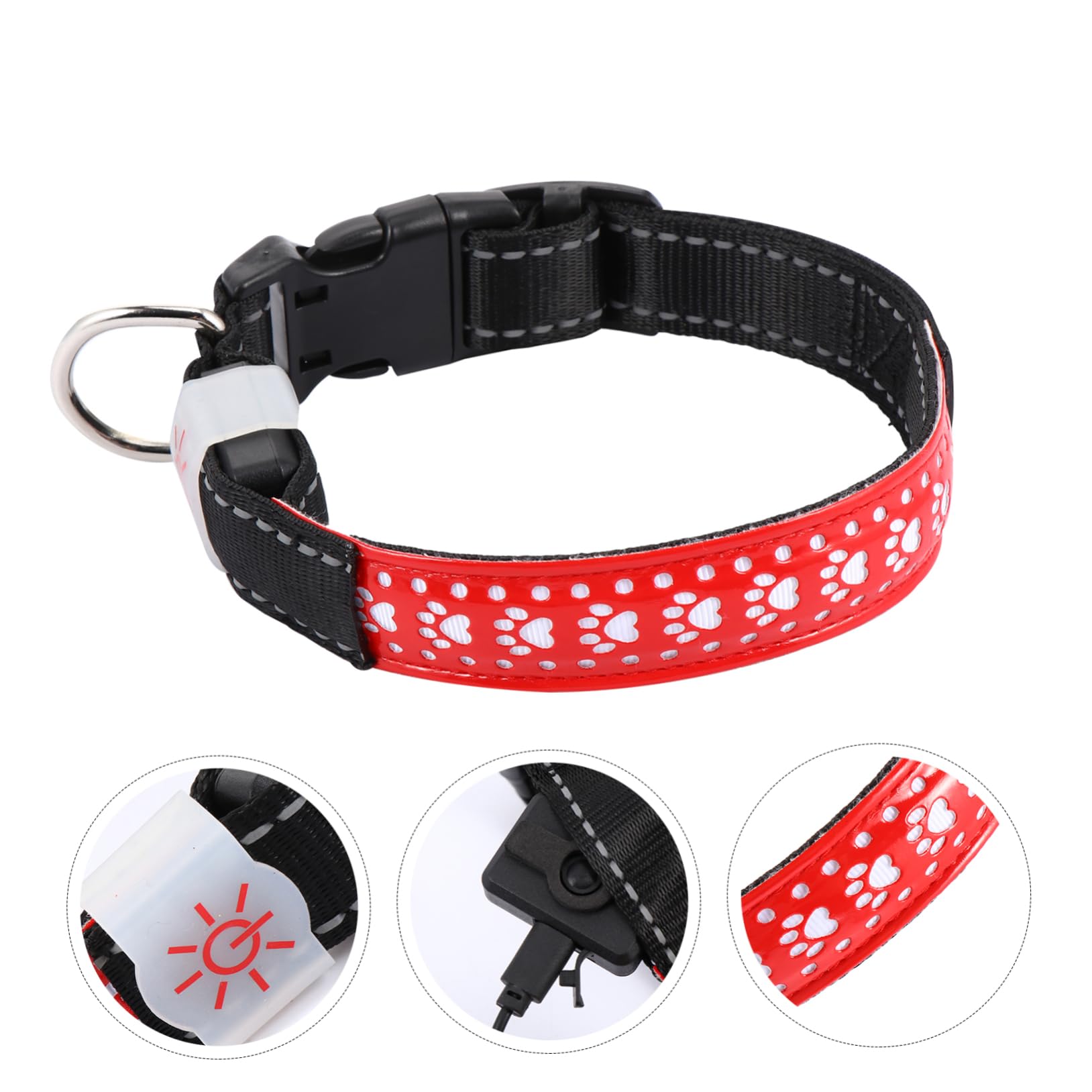 BESPORTBLE 3pièces Collier Lumineux LED pour Chien Collier PU pour Animaux Accessoire Rechargeable Design Élégant Et Visible