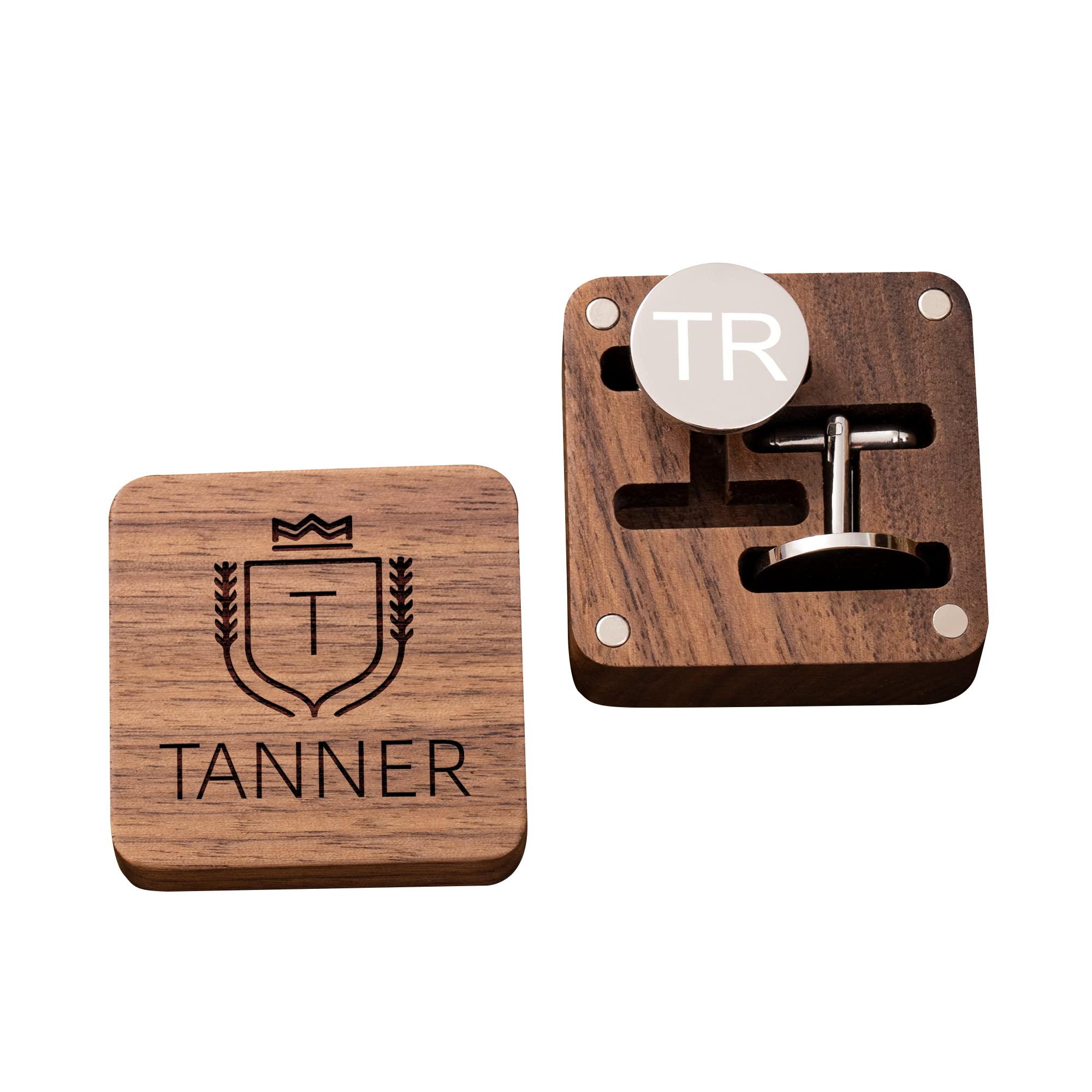 KEMEILA emelos de metal personalizados para hombres, gemelos personalizados con caja de madera, regalos de mejor hombre para boda, cumpleaños, día del padre, recuerdo de fiesta de boda