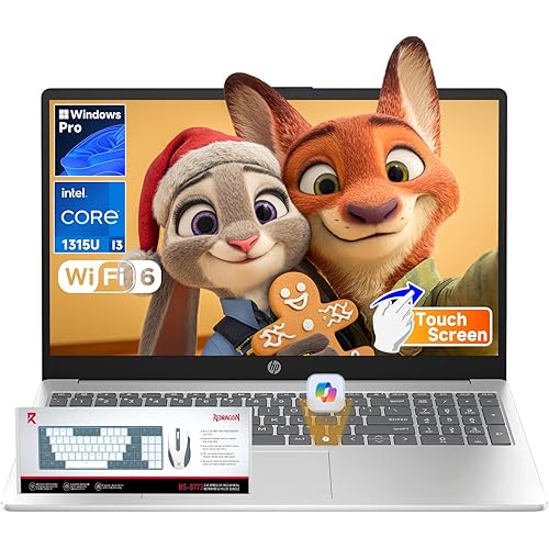 HP 15.6" Touchscreen Laptop 2026, 13th Gen Intel i3-1315U(Up to 4.5GHz), 15.6 inch Anti-Glare Display, 16GB RAM + 512GB SSD, Win 11 Pro, Wi-Fi 6, AI Copilot for Business & School, Patented KB Kit