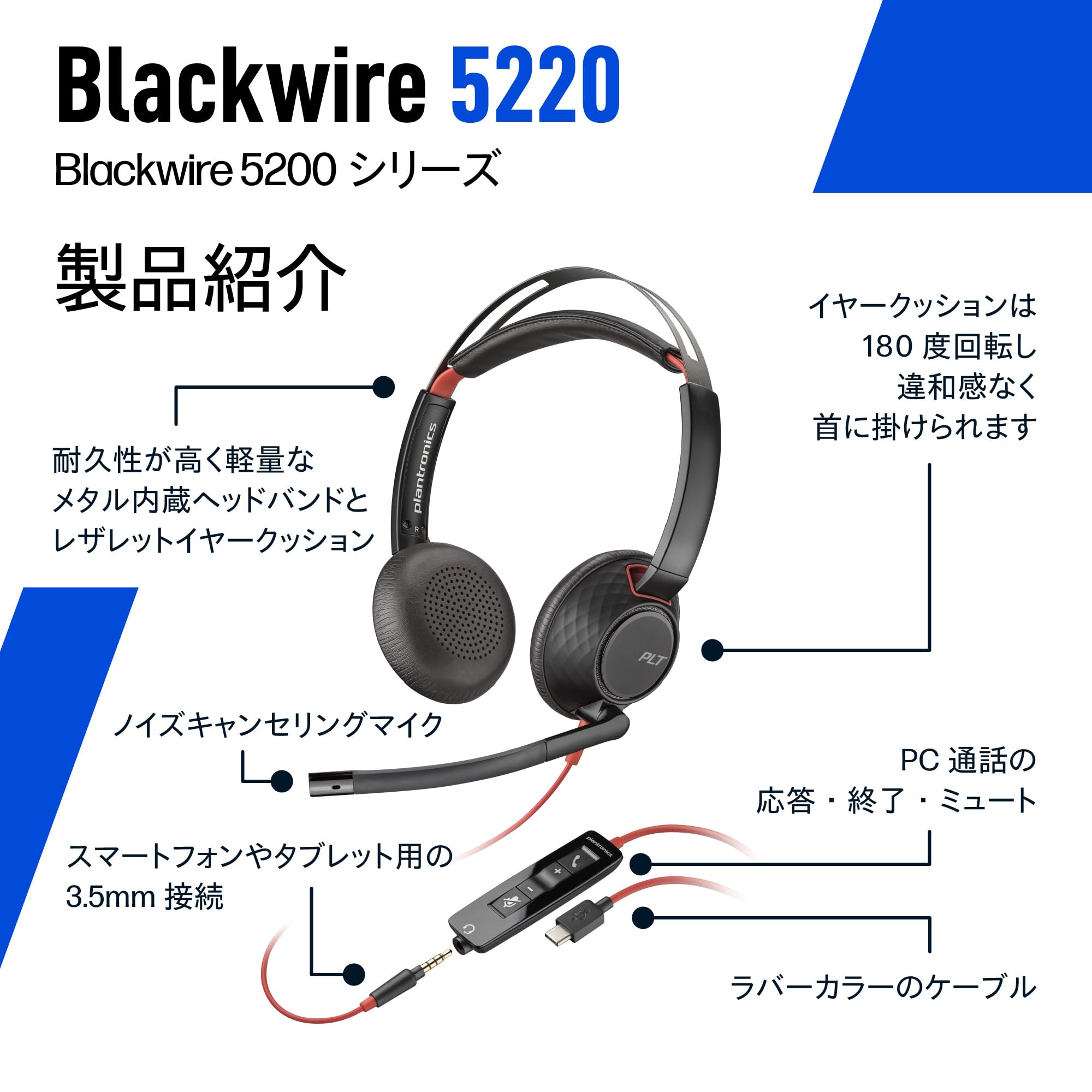 Amazon.co.jp: 【Amazon.co.jp限定】Poly Blackwire 5220 有線 両耳