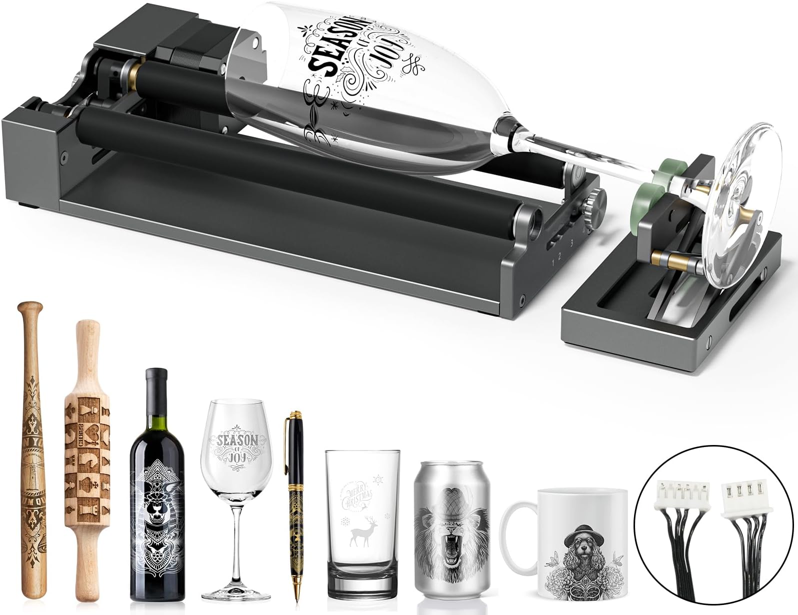 ARot5 Rotary Roller, Y-axis Rotary Roller 360° Rotation Perfect for Engraving Cylindrical Objects, Cups, Bottles, Pens, Adjustable 6-100mm, Compatible with Most Cutter and Engraver Machine