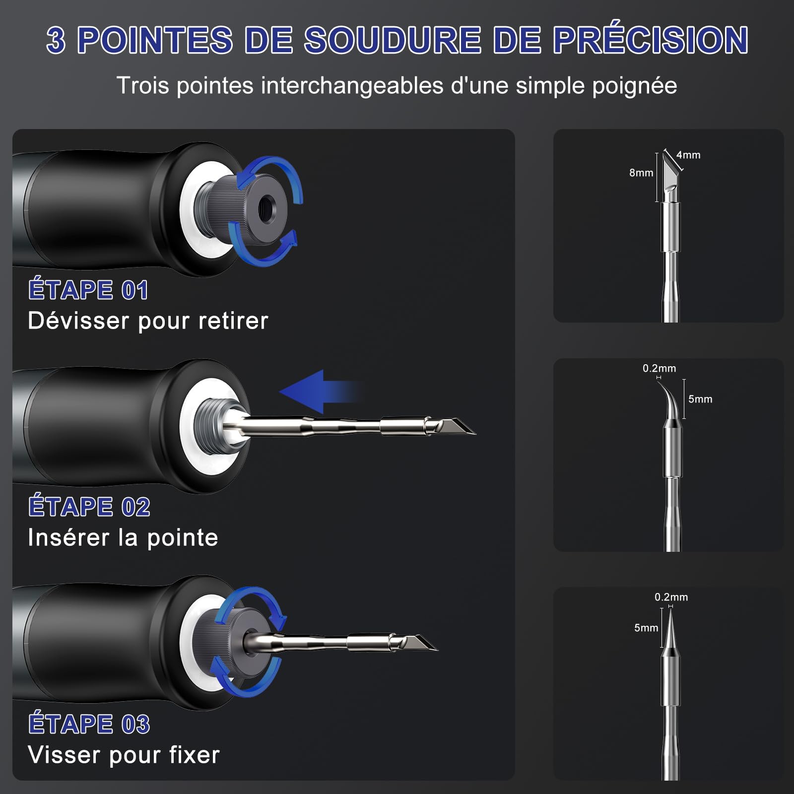HYCHIKA Fer a Souder sans Fil, Fer a Souder avec Batterie 2600mAh, Chauffage Rapide en 7 Secondes (200 ℃ - 450 ℃), Veille/Arrêt Auto, avec Support, pour Réparation Électronique, Soudage, Bricolage