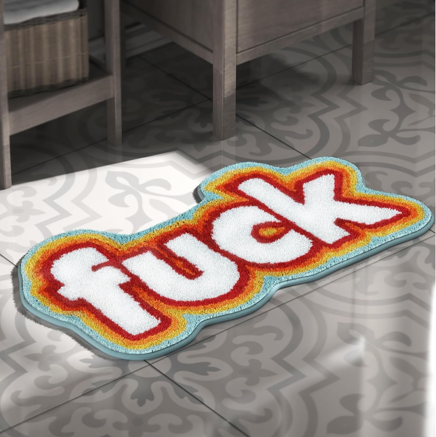 Cool Rugs for Bedroom, Halloween Cute Small Rugs, Funky Unique Tufted Graphic Dorm Funny Aesthetic Bathroom Mat, Colorful Decor Machine Non Slip Washable 33x17in (CBR2301)