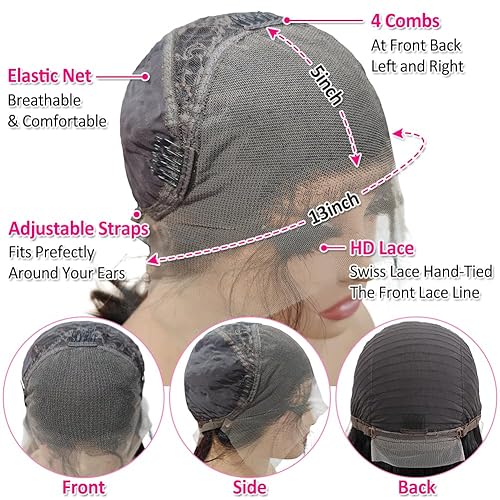 Miniatura 7 de Subella - Pelucas con el pelo humano 9A y pelo de bebé 150  densidad brasileño recto cabello humano pelucas para las mujeres color natural