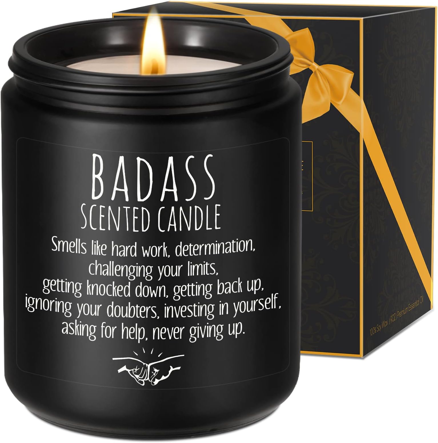 LEADO Badass Candle - Congratulations Gifts for Men, Women, Boss Lady Gifts, Proud of You, New Job, Promotion Gift - Funny Mothers Day, Birthday, Graduation, Inspirational Gifts, Mental Health Gifts