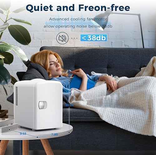 Miniatura 5 de Antarctic Star Refrigerador compacto, mini refrigerador portátil, cuidado de la piel, capacidad de 4 litros6 latas, para dormitorio, automóvil,