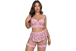 Soly Hux Women's Floral Lace Bra and Panty Lingerie Set