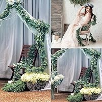 Vista 6 de FLORLAB 6.2 Ft Long Faux Eucalyptus Greenery - Wedding Arch Summer Decor - Lambs Ear & Magnolia Garland