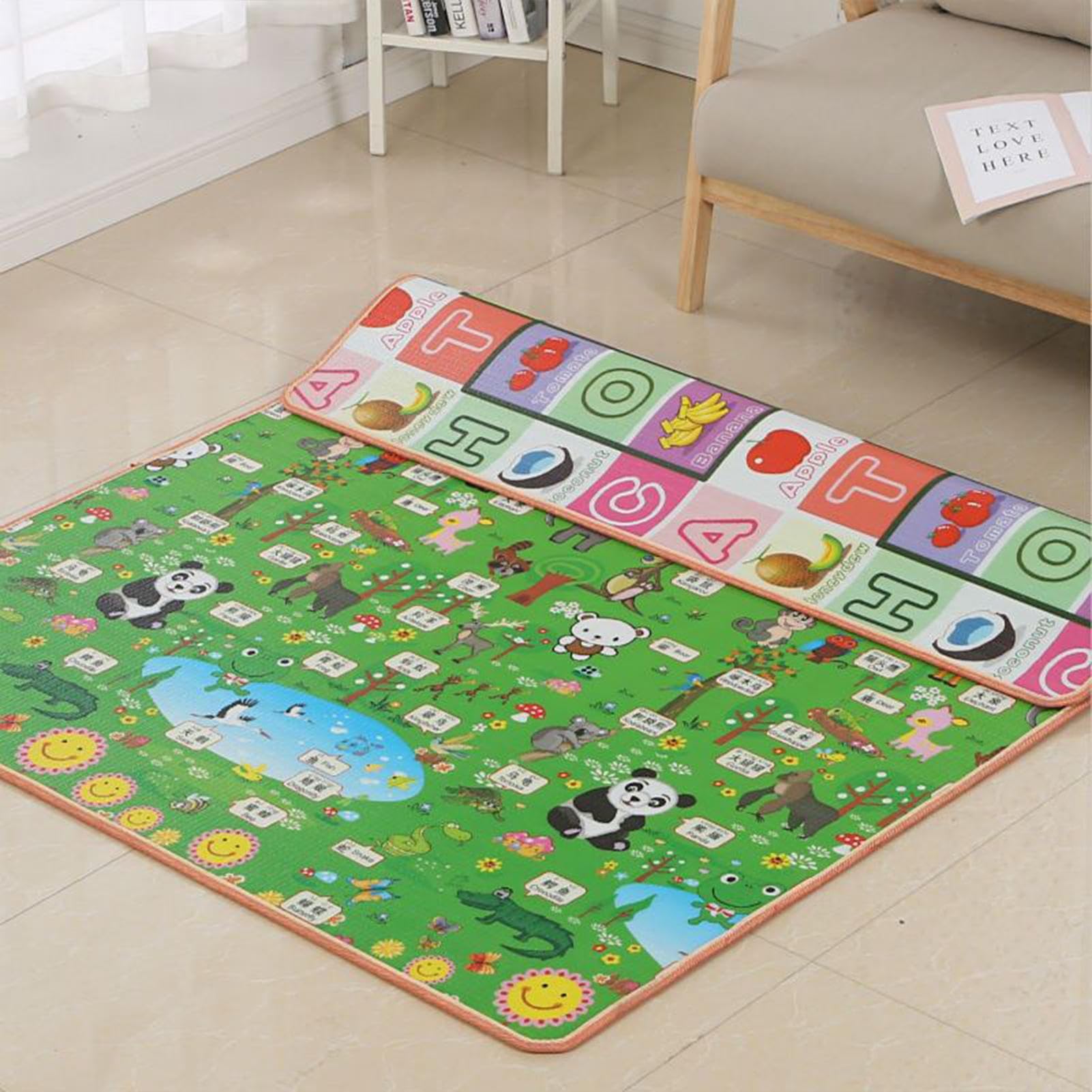 Alfombra de Juego Infantil Alfombra Plegable para el Gateo 200 x 180 cm en