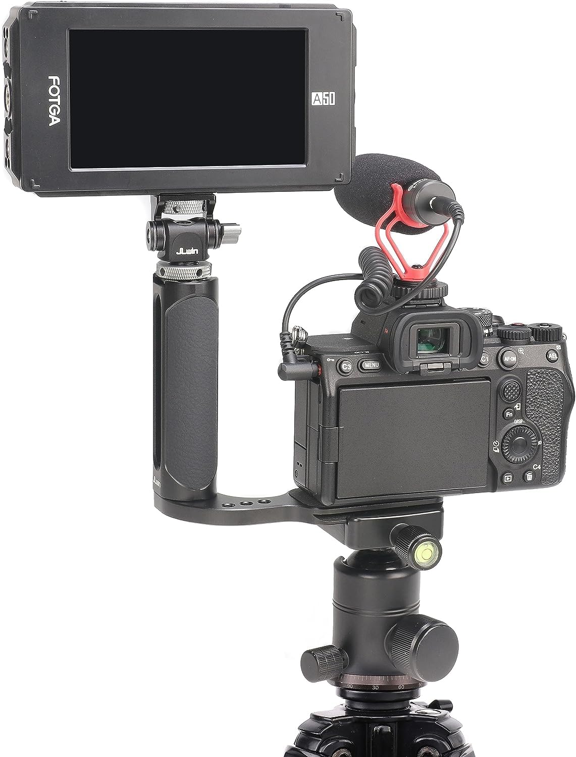 Hersmay Supporto universale per fotocamera con impugnatura laterale a mano, stabilizzatore con fotocamera svizzera Arca per fotocamera DSLR