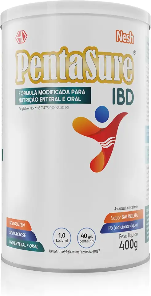 Nesh Pentasure IBD - Fórmula Nutricional para Uso Enteral e Oral, 400g, com TGF-β2 Especializada Para Pacientes com DII, Sem Glúten e Lactose, Sabor Baunilha