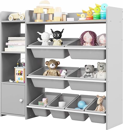 GLACER Organizador de almacenamiento de juguetes para niños, estante de juguetes de 4 niveles con 8 contenedores de almacenamiento de plástico y disponible en Yaxa Colombia