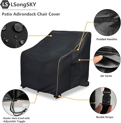 Miniatura 4 de Paquete de 2 fundas para sillas Adirondack de patio, impermeables, resistentes, para exteriores, fundas para sillas de patio Adirondack para sillas
