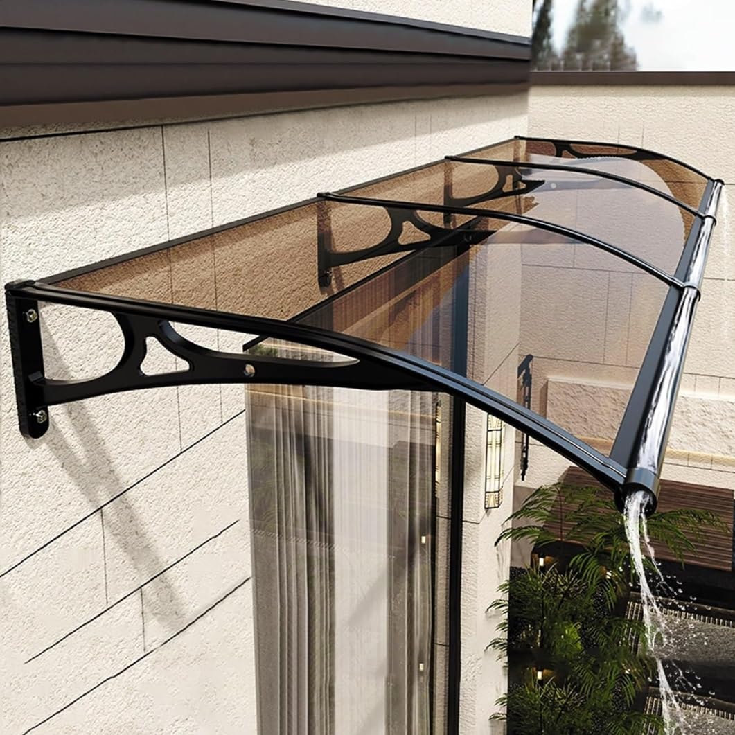 Marquise de porte en polycarbonate YVYKFZD anti-UV et toit abri pluie et neige
