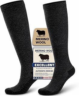 Merino Wool Compression Socks for Women & Men, 20-30 mmHg Knee High Dryarn Socks for Flying, Travel
