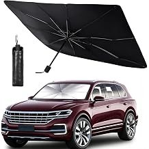 Windshield Sun Shade Car Umbrella, 55"x31" Front Window Sunshade with Titanium Silver Coating, Instant Open Foldable Sun Cover with Storage Bag, UV Protection for SUV Trucks Sedans