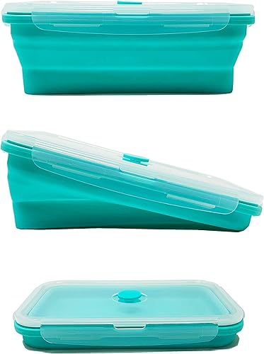 Miniatura 4 de Juego de 2 recipientes plegables de silicona para almacenamiento de alimentos, caja de comida sobrante para cocina, loncheras Bento, sin BPA, aptas