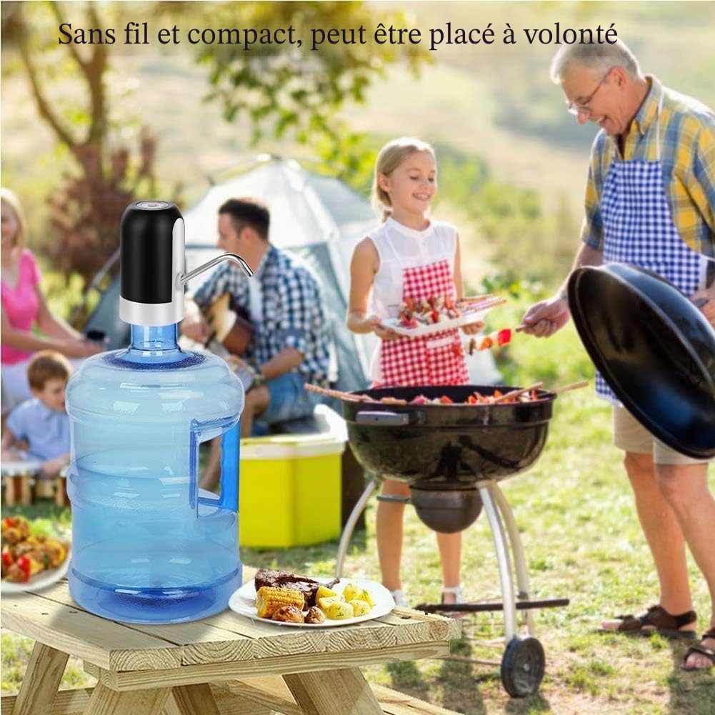 Distributeur d'eau en Bouteille, USB chargeant la Pompe à Eau Potable électrique Portable Commutateur de Bouteille d'eau Universelle de 5 gallons (Noir)