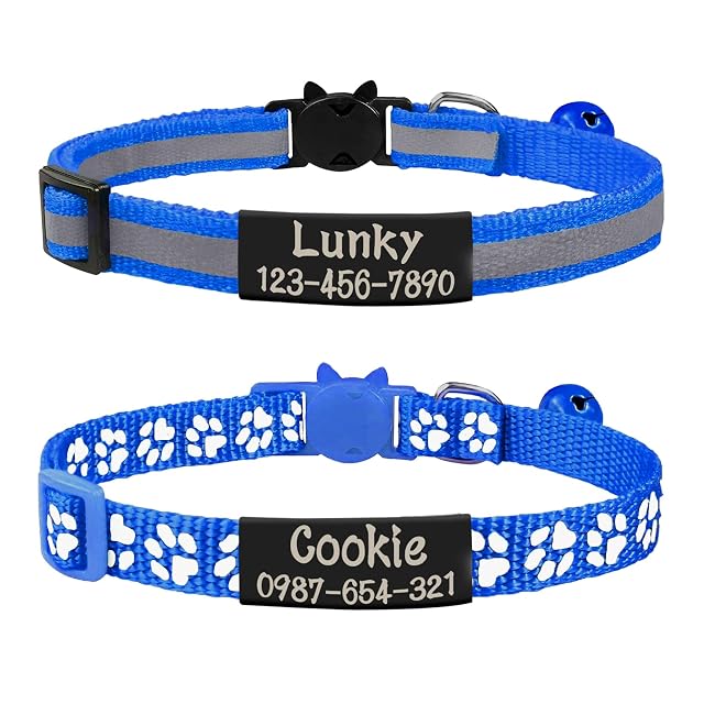 Uiopa 2 Piezas Collar Gato Personalizado + 2 Piezas Chapa Perro Grabada