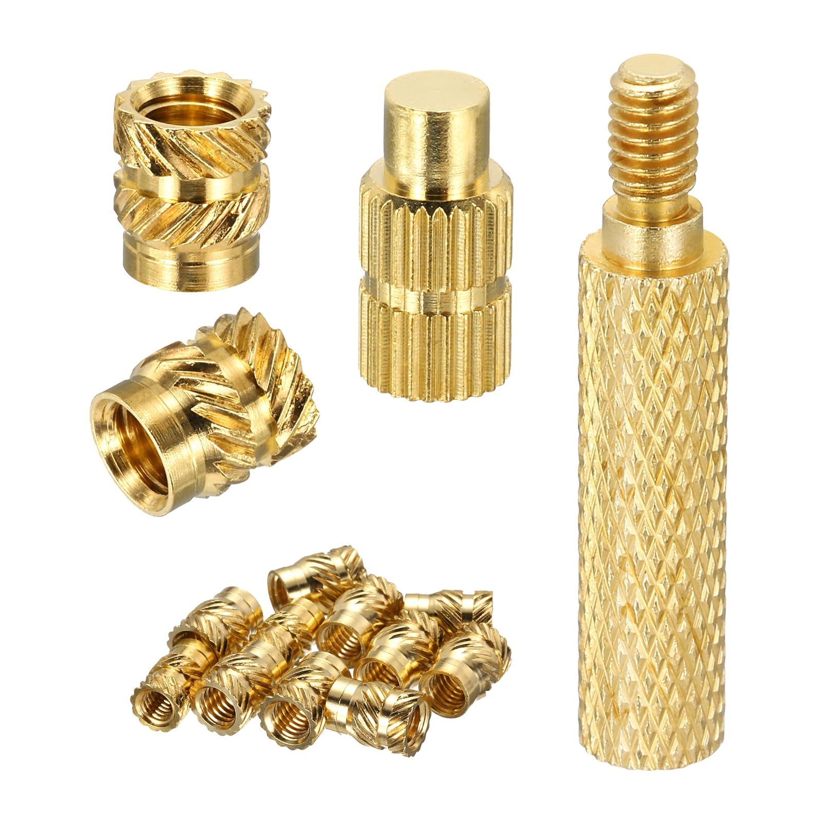 sourcing map 10Set M5 Heat Threaded Inserts with Soldering Tip, 7mm OD, 9mm Height, Brass Nut Rod Inserts Knurled for 3D Printing Component Plastic Part