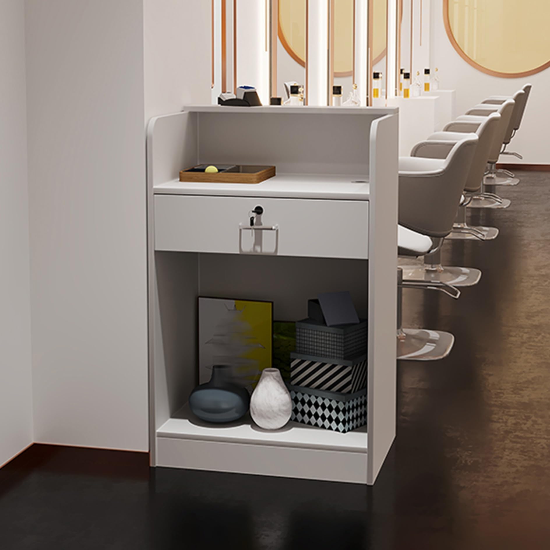 Recept Desk Bar Counter - Cashier & Hair Salon Reception Table Modern Office Secretary Desk Stylish Recepts Counter for Professional Use