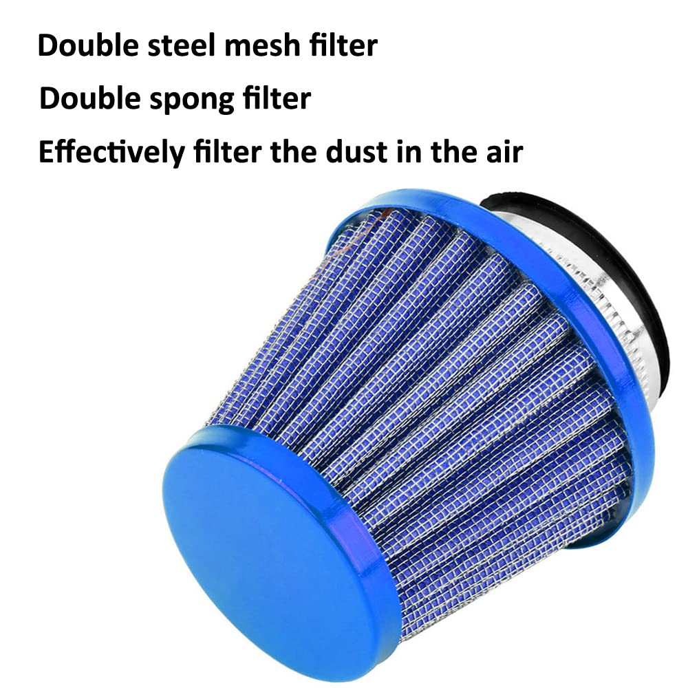 ETOPARS 2 X Bleu Filtre à Air de Moto Universel Kit de Filtre d'admission d'air Moto 52mm 53mm 54mm Clamp Induction Carburateur Filtre d'entrée d'air Kit