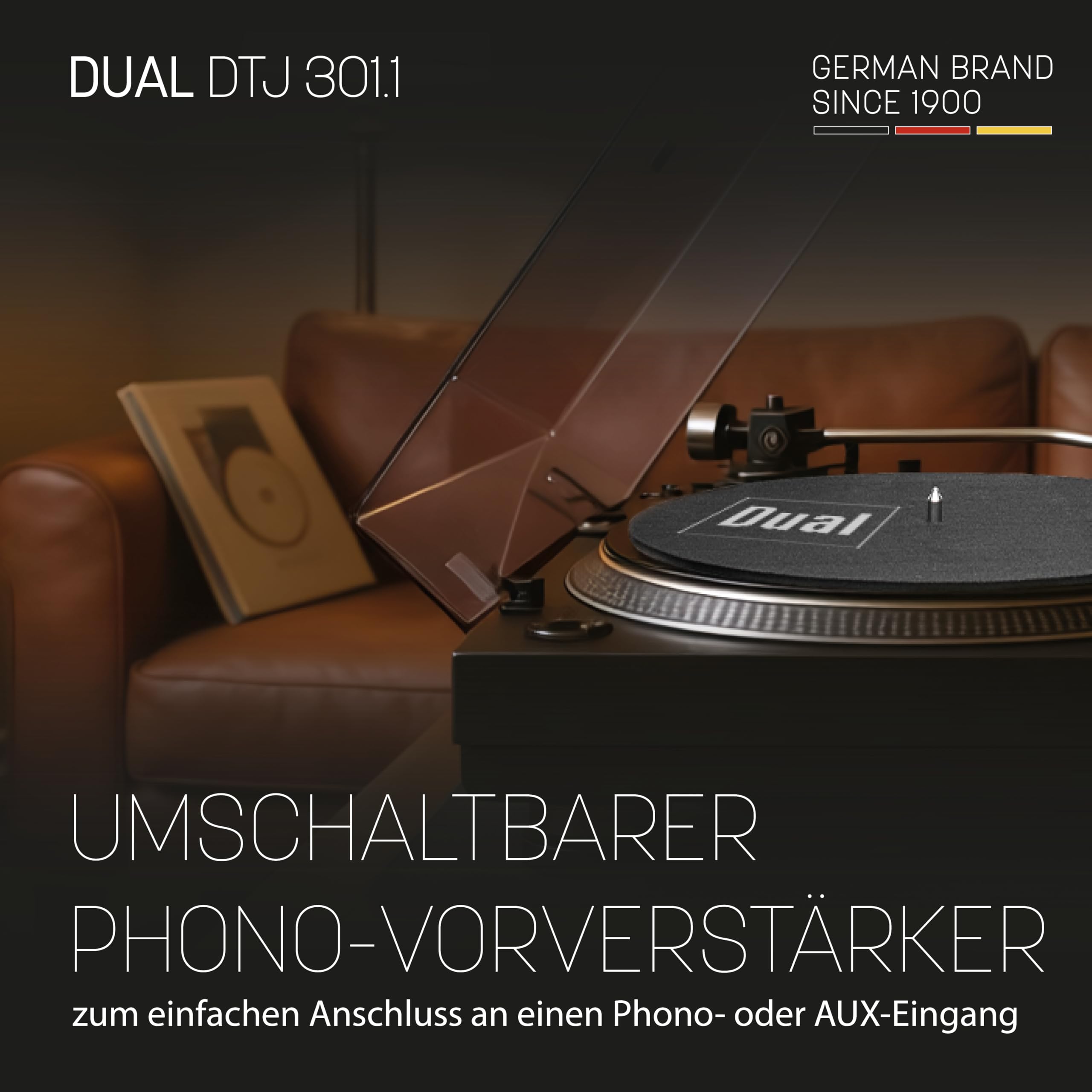 Dual DTJ Tourne-Disque DJ USB, système de tête magnétique, Aiguille Pitch (33/45 Tours/Min, éclairage, USB) Entraînement Direct avec Fonction DJ (Noir) Noir