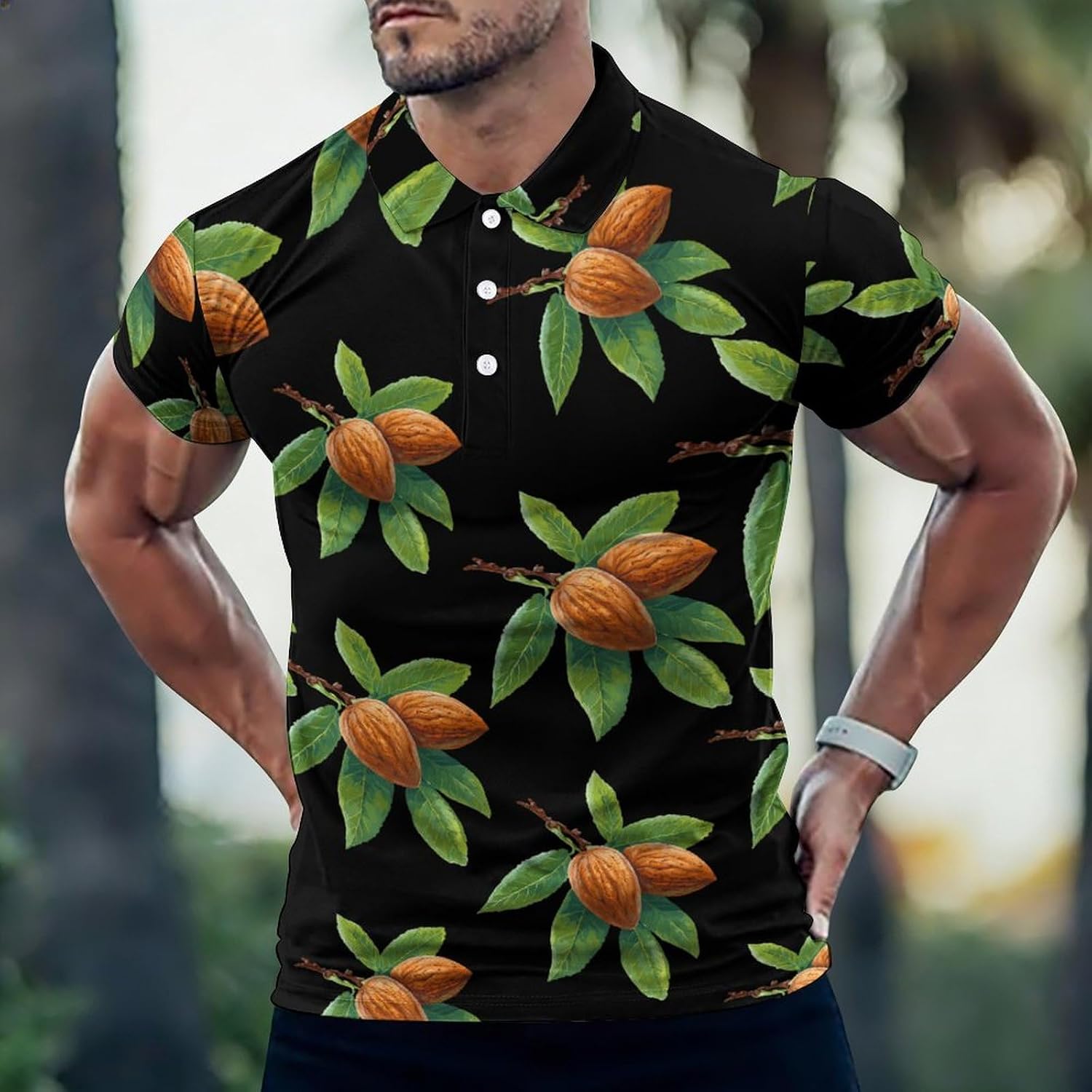 Almond Nut Golf Polo Shirts for Men Casual T Shirts 5X-Large