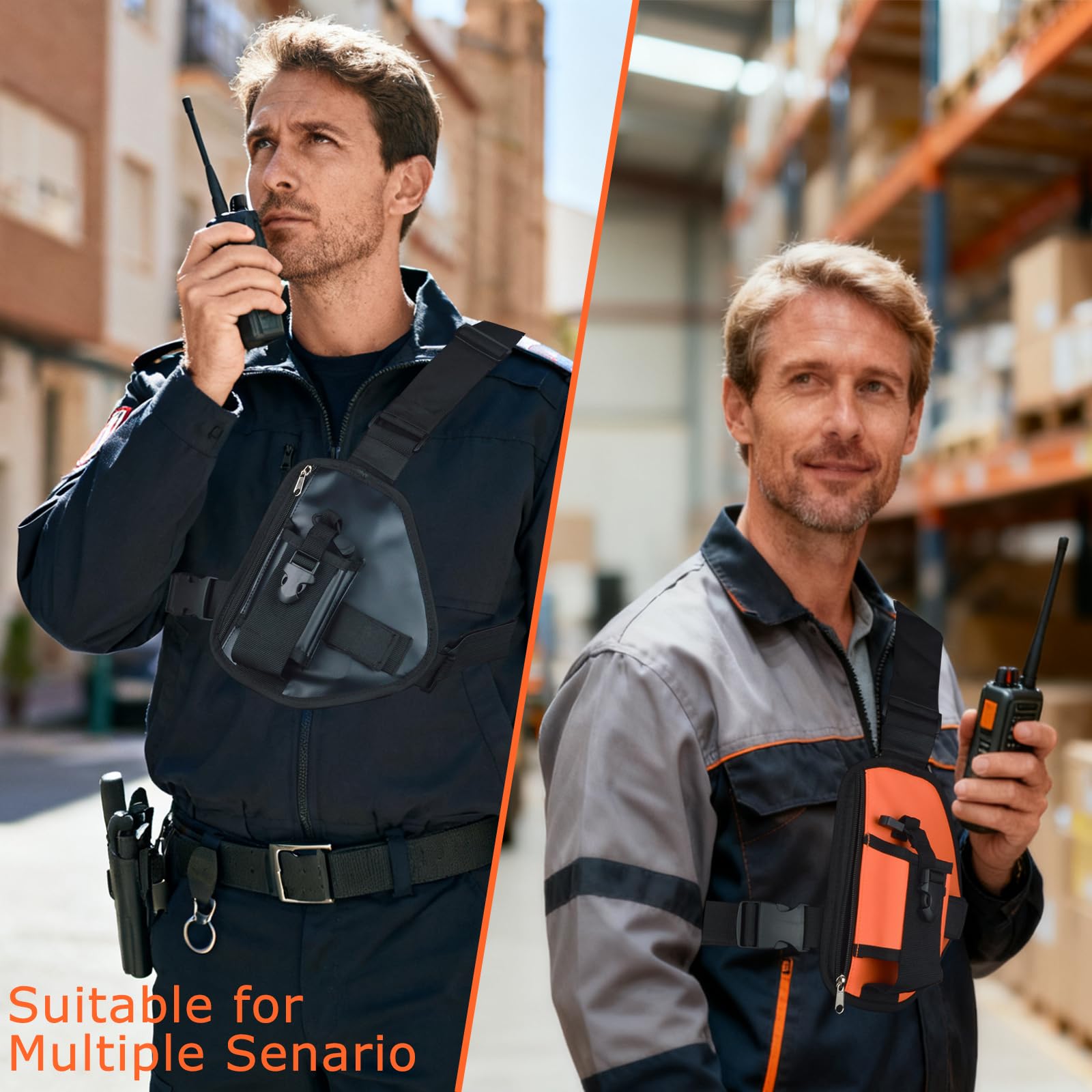 Harnais Thoracique pour Talkie-walkie, Sacoche Thoracique Multifonction avec Sangle Réglable en Nylon Compatible avec Radios Baofeng Motorola Icom Kenwood Yaesu Wouxun (Noir) | Avec poche zippée pour Motorola Baofeng Icom Midland Ham HTs