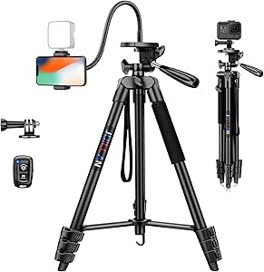 JOILCAN 63.5cm Mini Trépied Portable En Aluminium, Compact Trepied Appareil Photo Pour DSLR Caméra/Caméscope/Projecteurs, Trépied Smartphone De Voyage Avec Support Pour Téléphone & Télécommandeet