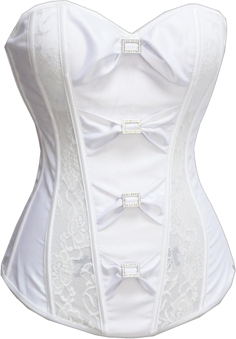 Bslingerie® Womens Satin Bridal Maid Boned Corset with Ribbon