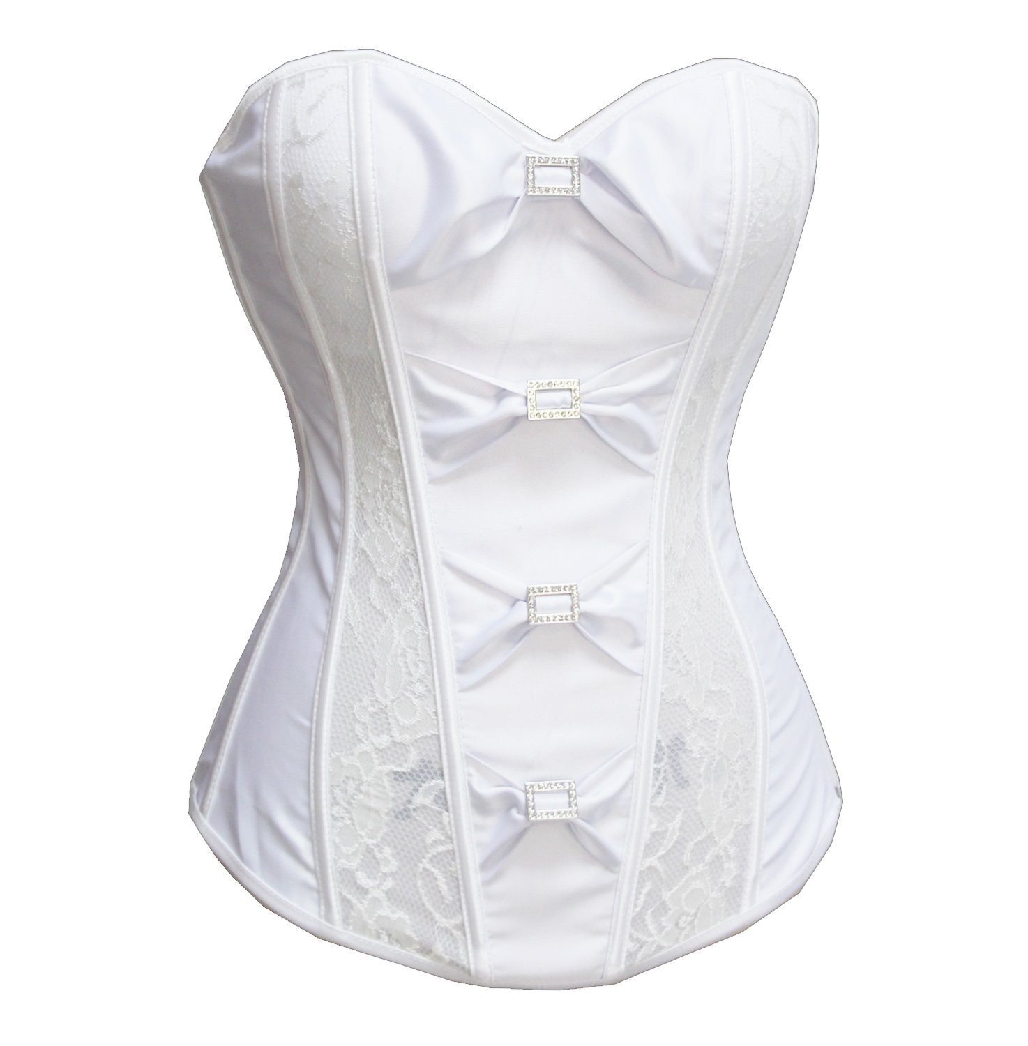 Bslingerie® Womens Satin Bridal Maid Boned Corset with Ribbon