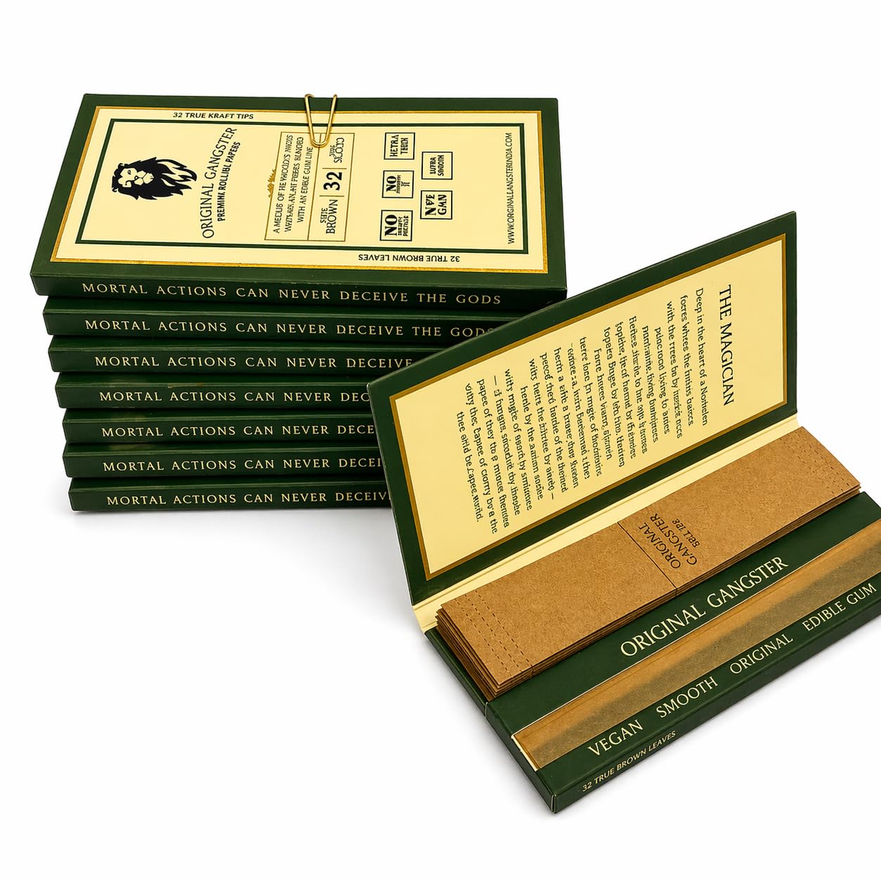 Original Gangster Booklet rolling papers king size- Pack of 10 pc. (360 brown leaves + 360 filters tips) | Ultra-thin, Super Smooth, Vegan-picture-14
